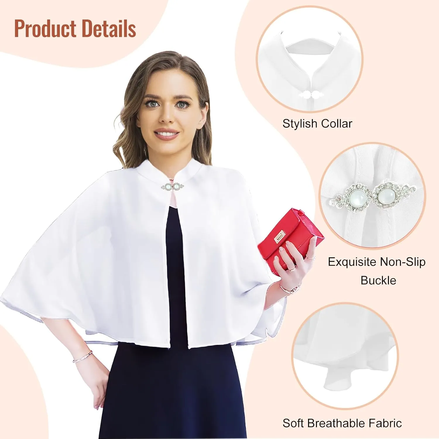 Chiffon Shawls and Wraps for Evening Dress Chiffon Shrug Wedding Cape Cover Up Soft Capelets Capes