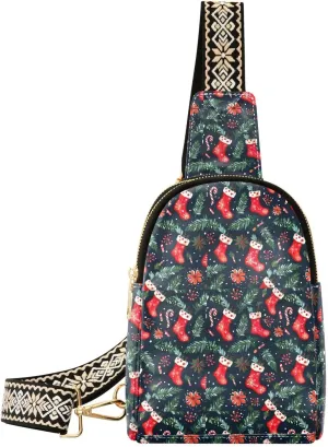 Christmas Boots Sling Bag for Women Fanny Packs for Women Small Leather Fanny Pack Crossbody Bags Fashion Waist Packs Chest Bag for Travel 21342180