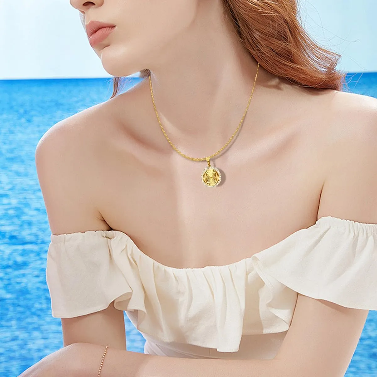 Christmas Gifts for WomenWomen's Pendant Necklace, 18K Gold Diamond NecklaceWomen's Simple Gold Necklace, Gold Fashion GiftGold Round Necklace, Gold Oval Necklace