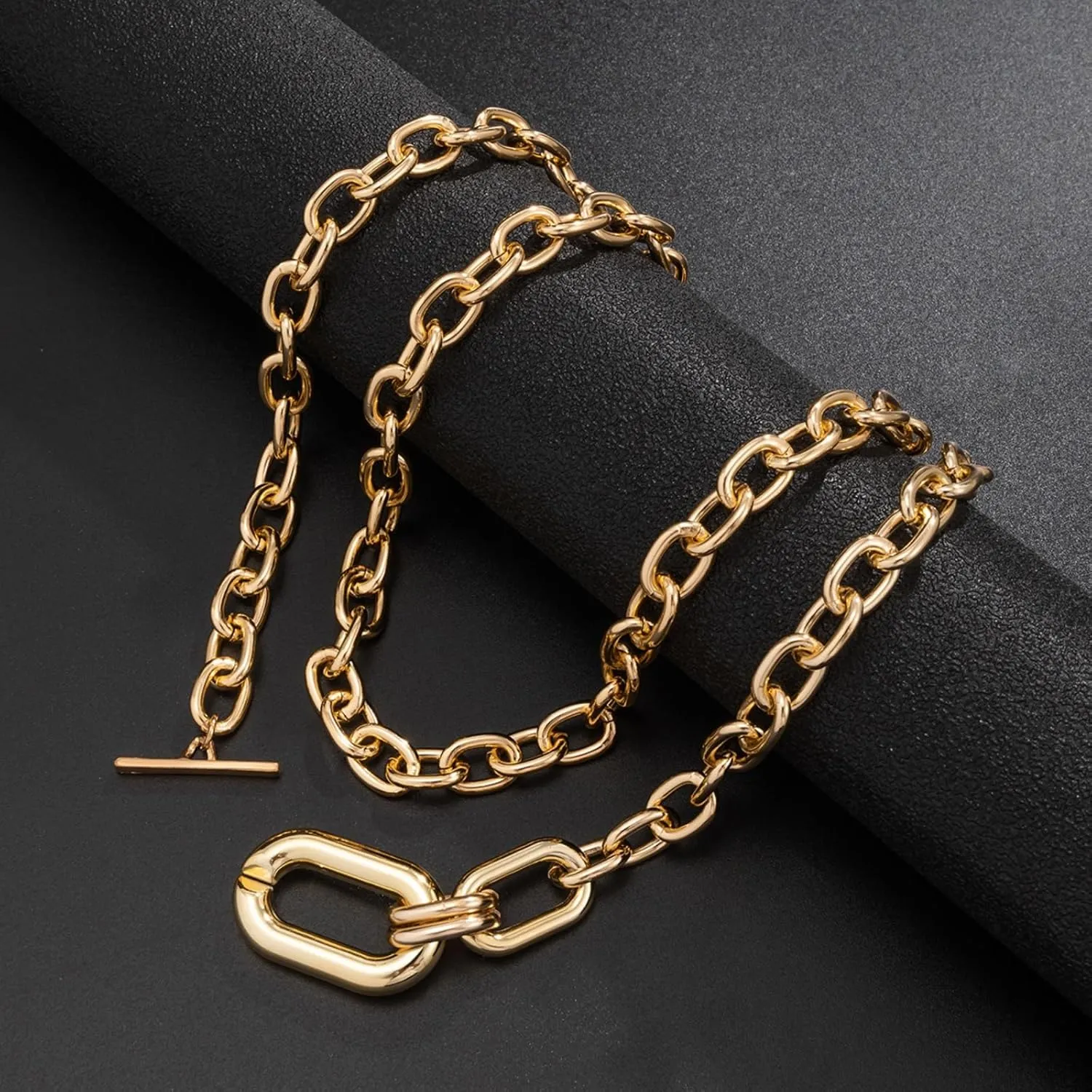 Chunky Gold Necklace for Women,Statement Geometry Layered Necklaces Punk Style Choker Necklaces Stackable Y2k Jewelry