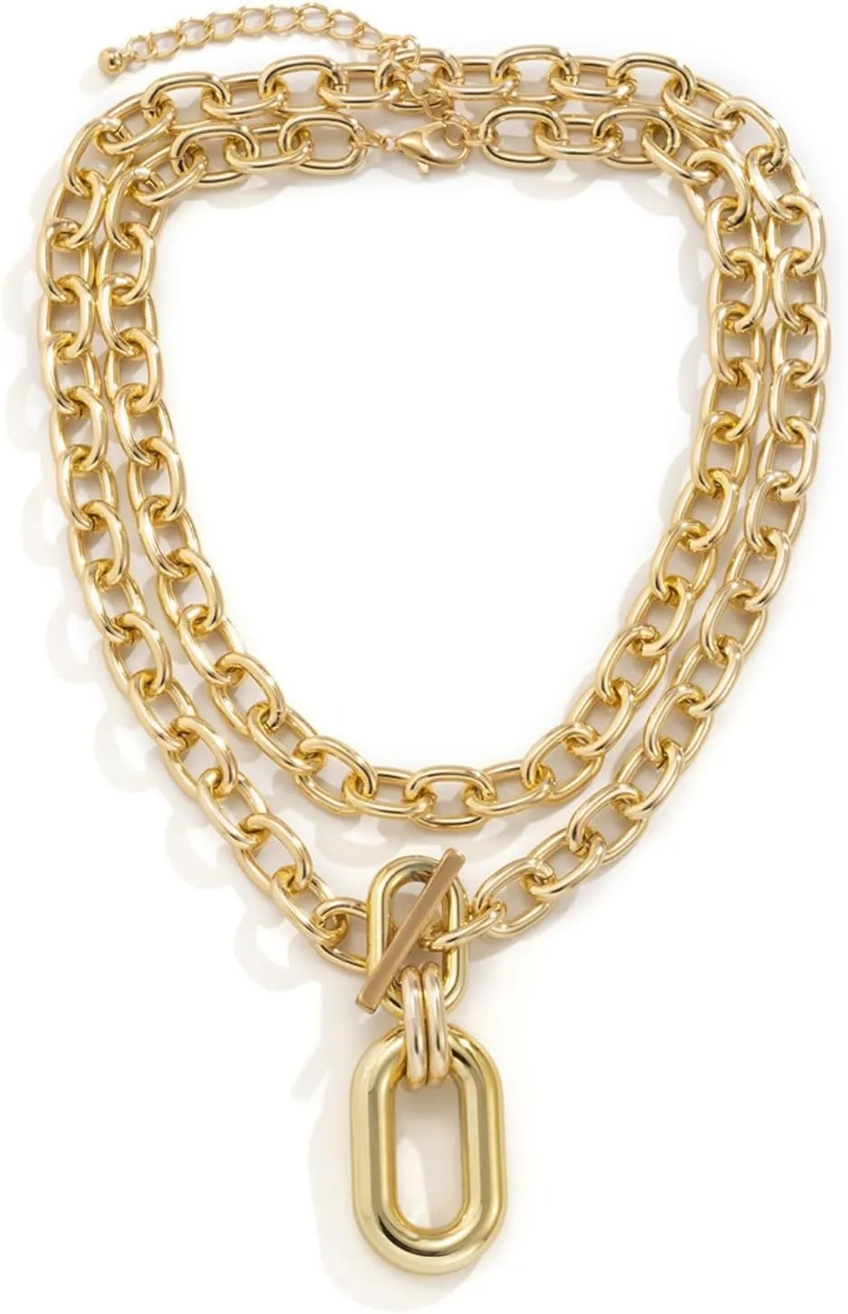 Chunky Gold Necklace for Women,Statement Geometry Layered Necklaces Punk Style Choker Necklaces Stackable Y2k Jewelry