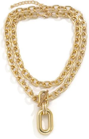 Chunky Gold Necklace for Women,Statement Geometry Layered Necklaces Punk Style Choker Necklaces Stackable Y2k Jewelry