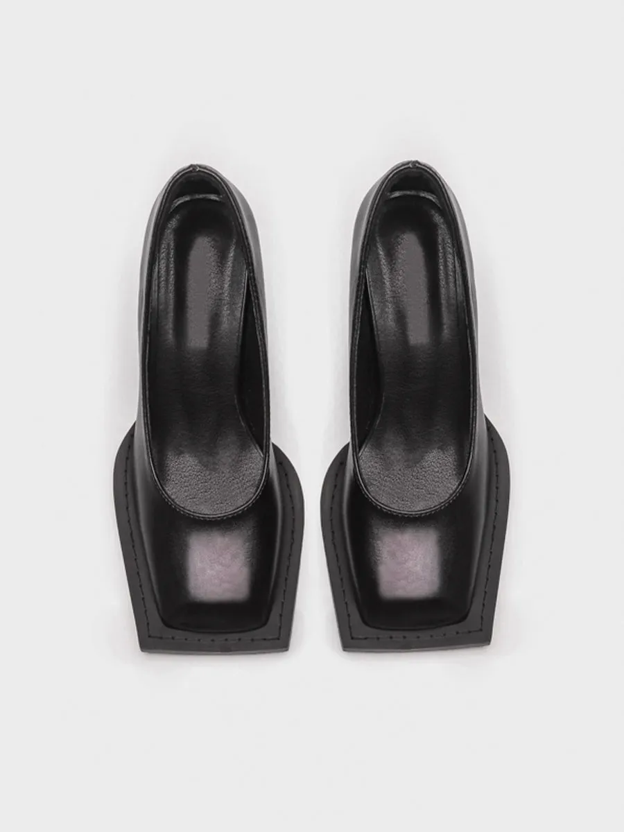Chunky Heeled Square Toe Pumps