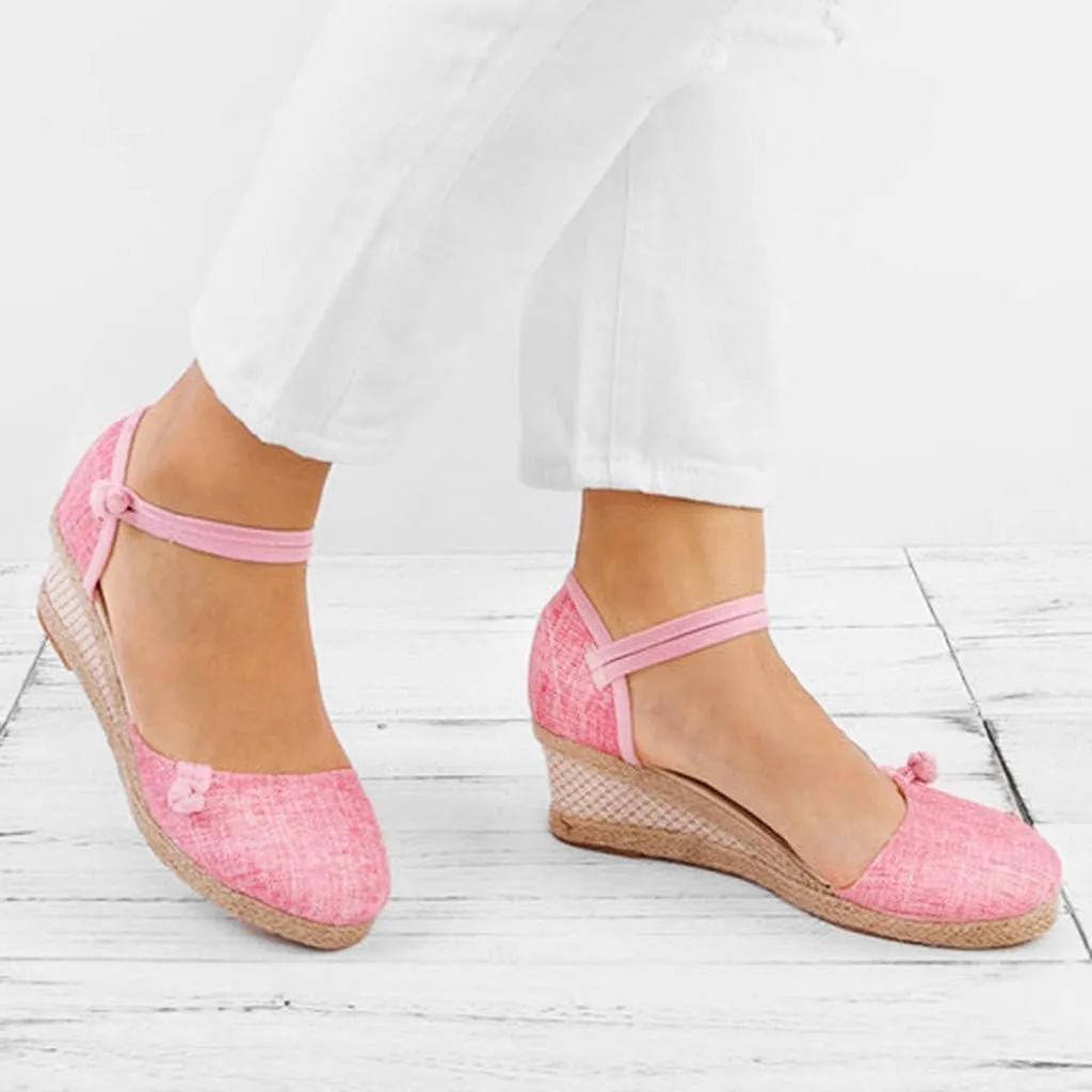 Closed Toe Espadrilles for Women Platform Mid Wedge Casual Shoes Ankle Strappy Comfortable Sandals Ladies Walking Shoes Lightweight Summer Shoe Breathable Sandal for Beach Wedding Dressy 2025 Fashion