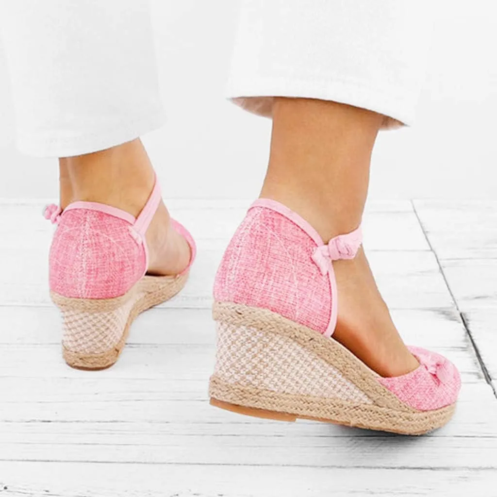 Closed Toe Espadrilles for Women Platform Mid Wedge Casual Shoes Ankle Strappy Comfortable Sandals Ladies Walking Shoes Lightweight Summer Shoe Breathable Sandal for Beach Wedding Dressy 2025 Fashion
