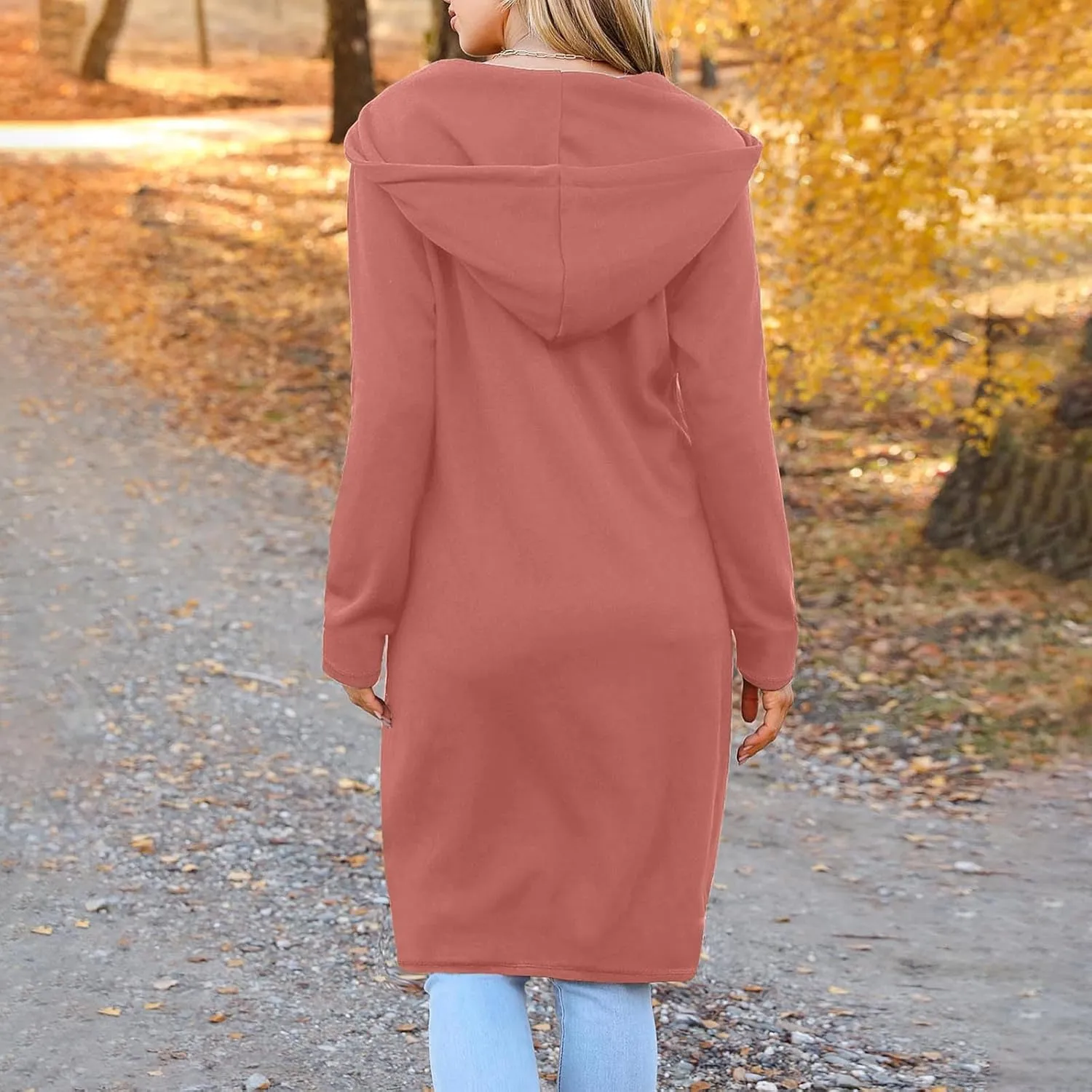 Coats for Women Zip Up Long Sleeve Oversized Hoodies Casual Lightweight Fleece Jackets with Pockets Outerwear