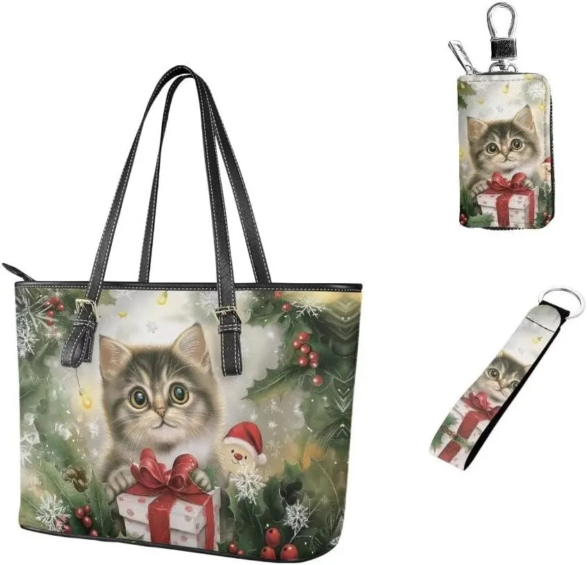 Coldinair Leather Handbags Purse Tote Bag for Women,3PCS Work Bag Shoulder Bag Travel Bags Handbags Set