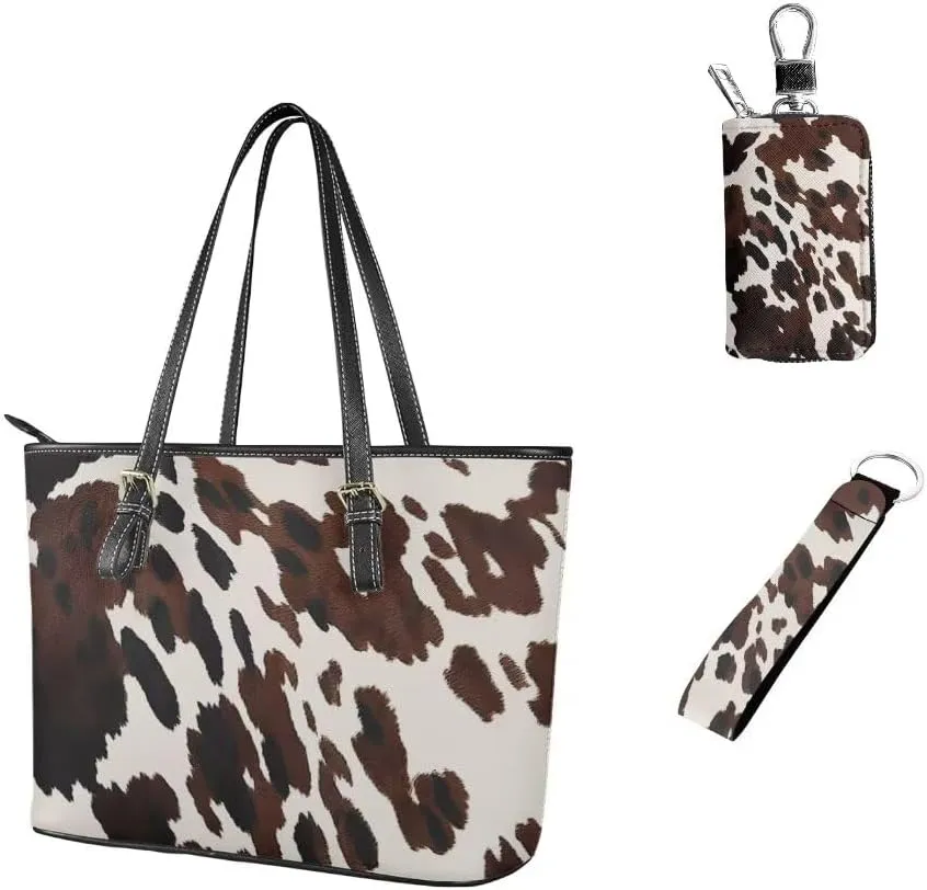 Coldinair Leather Handbags Purse Tote Bag for Women,3PCS Work Bag Shoulder Bag Travel Bags Handbags Set