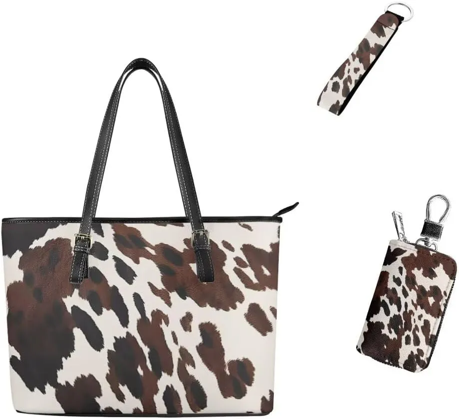 Coldinair Leather Handbags Purse Tote Bag for Women,3PCS Work Bag Shoulder Bag Travel Bags Handbags Set