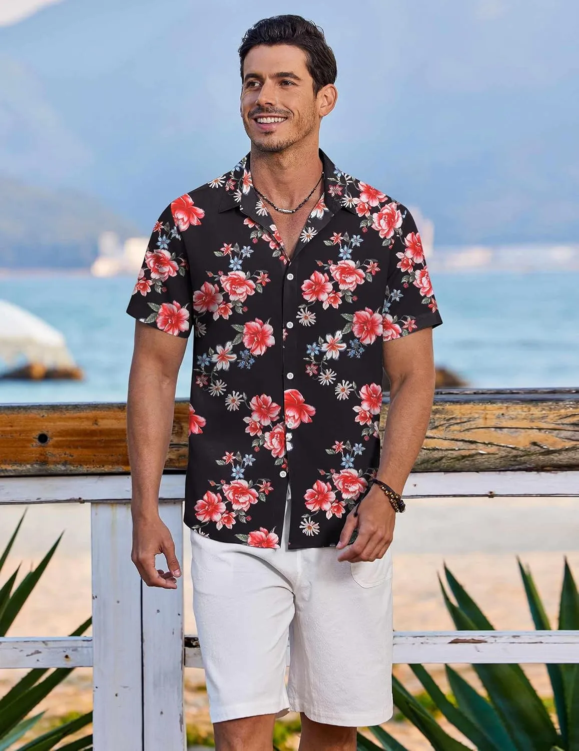 COOFANDY Hawaiian Shirt for Men Short Sleeve Floral Button Down Shirt Tropical Casual Summer Beach Shirts