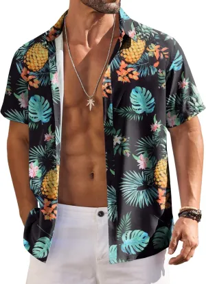 COOFANDY Hawaiian Shirt for Men Short Sleeve Floral Button Down Shirt Tropical Casual Summer Beach Shirts