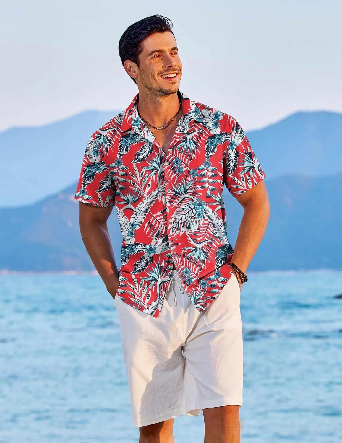 COOFANDY Hawaiian Shirt for Men Short Sleeve Floral Button Down Shirt Tropical Casual Summer Beach Shirts