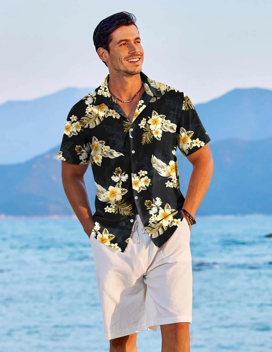 COOFANDY Hawaiian Shirt for Men Short Sleeve Floral Button Down Shirt Tropical Casual Summer Beach Shirts