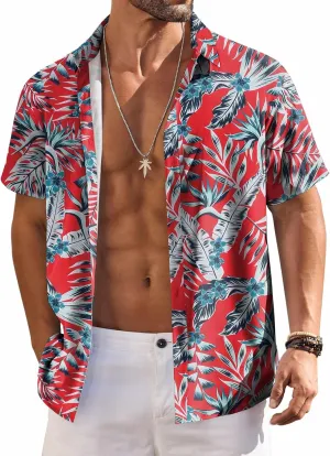 COOFANDY Hawaiian Shirt for Men Short Sleeve Floral Button Down Shirt Tropical Casual Summer Beach Shirts