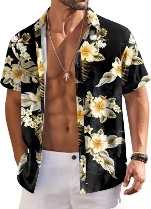 COOFANDY Hawaiian Shirt for Men Short Sleeve Floral Button Down Shirt Tropical Casual Summer Beach Shirts
