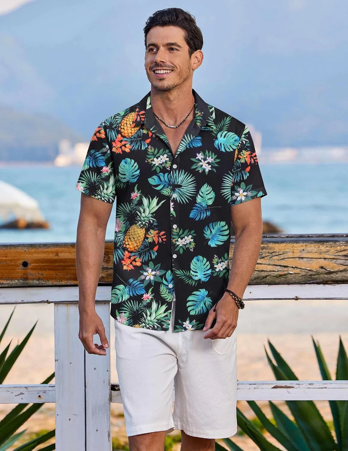COOFANDY Hawaiian Shirt for Men Short Sleeve Floral Button Down Shirt Tropical Casual Summer Beach Shirts