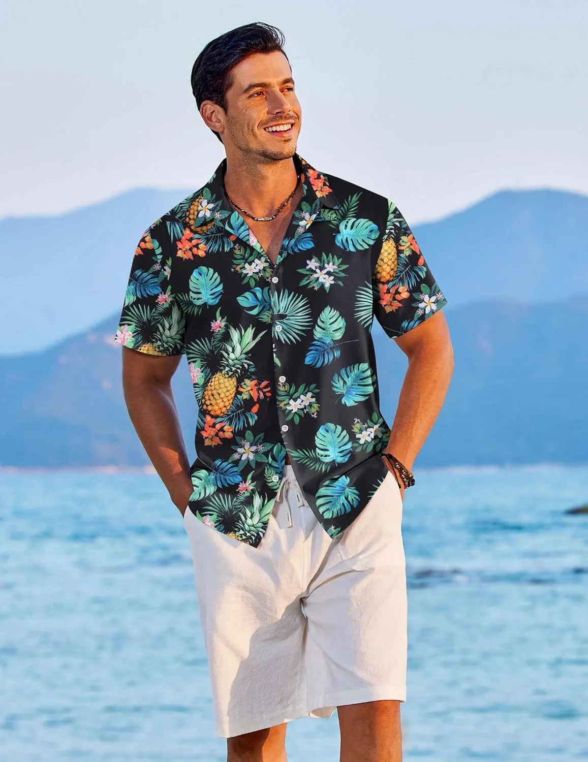 COOFANDY Hawaiian Shirt for Men Short Sleeve Floral Button Down Shirt Tropical Casual Summer Beach Shirts