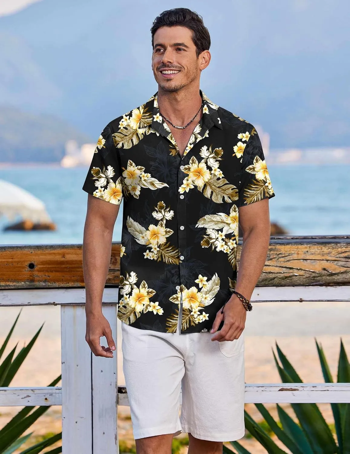 COOFANDY Hawaiian Shirt for Men Short Sleeve Floral Button Down Shirt Tropical Casual Summer Beach Shirts