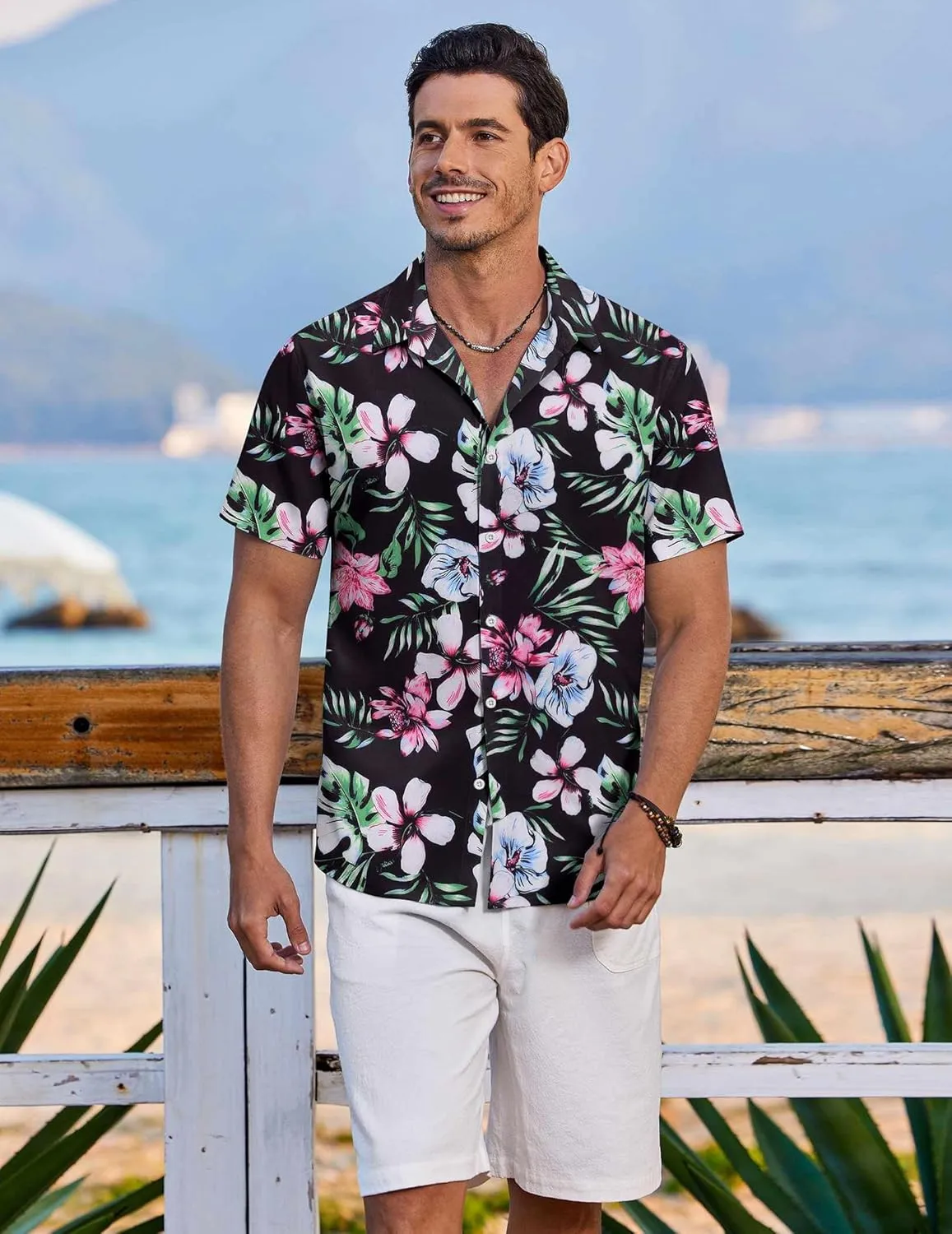 COOFANDY Hawaiian Shirt for Men Short Sleeve Floral Button Down Shirt Tropical Casual Summer Beach Shirts