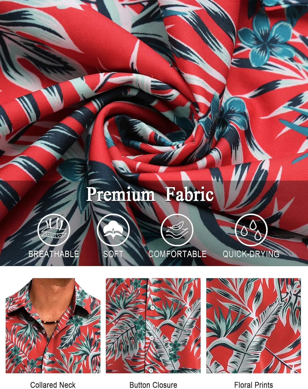 COOFANDY Hawaiian Shirt for Men Short Sleeve Floral Button Down Shirt Tropical Casual Summer Beach Shirts