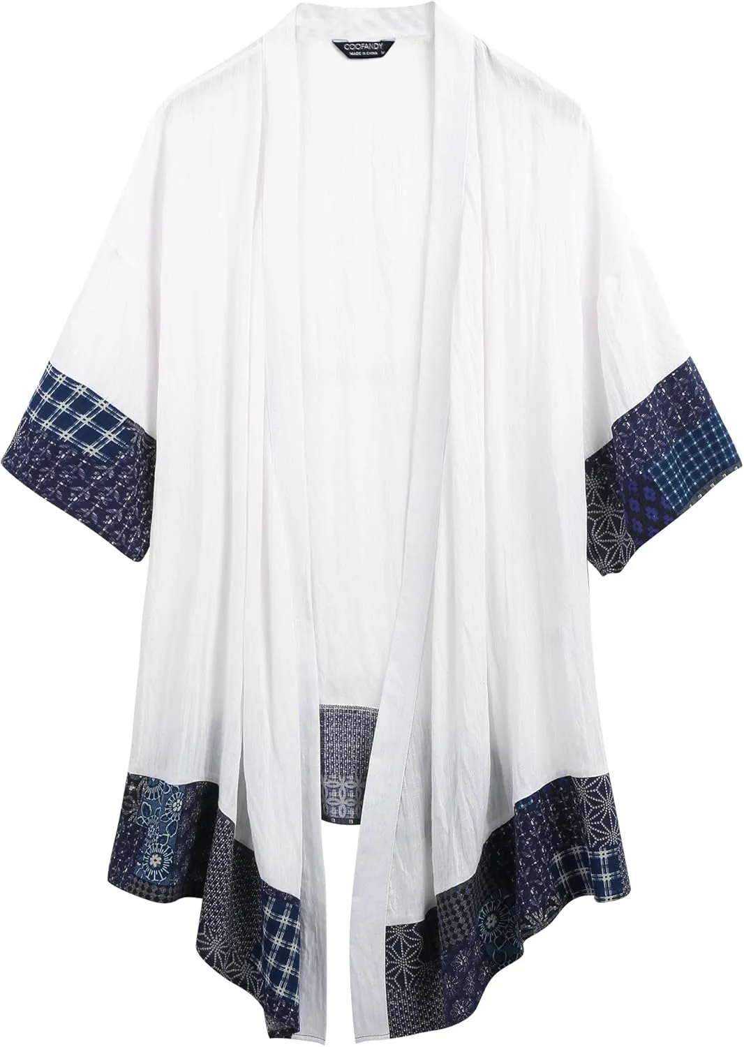 COOFANDY Men's Ruffle Shawl Collar Lightweight Cardigan Long Kimono Jackets Open Front Drape Cape Coat