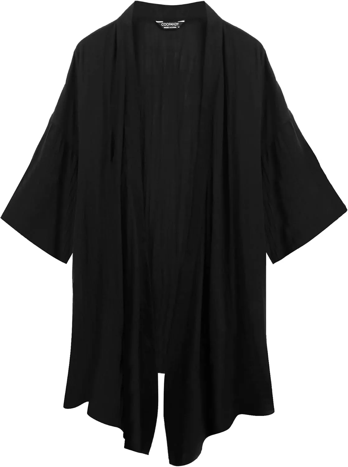 COOFANDY Men's Ruffle Shawl Collar Lightweight Cardigan Long Kimono Jackets Open Front Drape Cape Coat