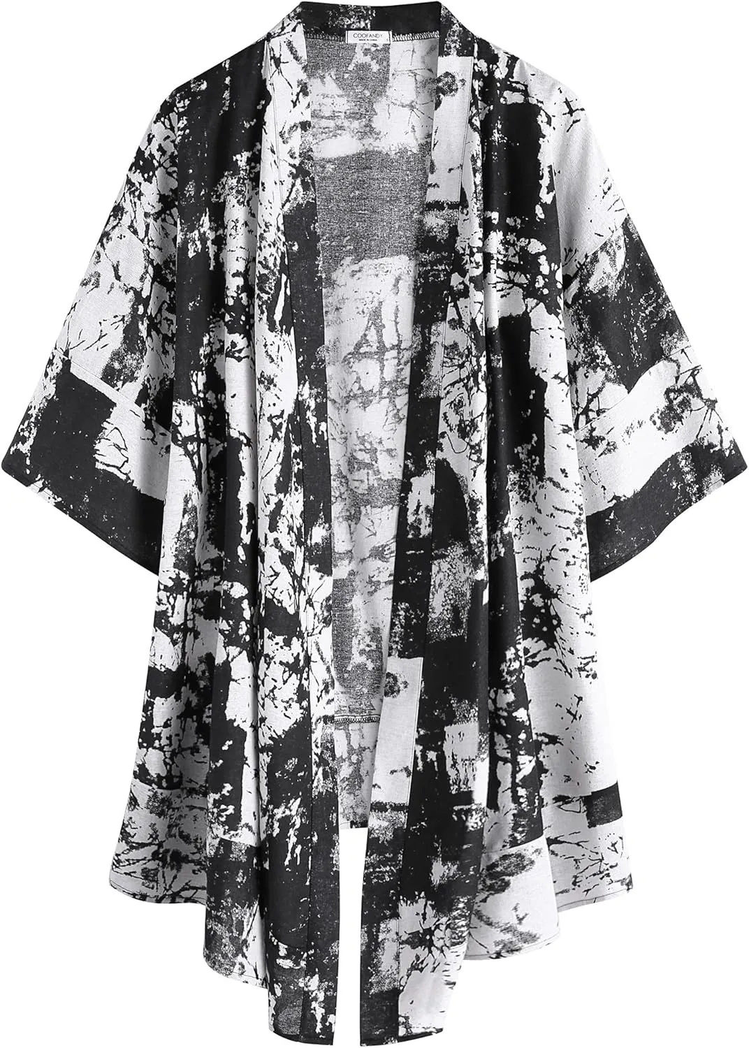 COOFANDY Men's Ruffle Shawl Collar Lightweight Cardigan Long Kimono Jackets Open Front Drape Cape Coat