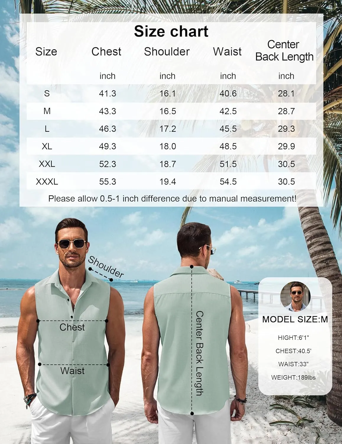 COOFANDY Mens Sleeveless Button Down Beach Shirts Casual Summer Tank Tops Collared Imitation Linen Tank Shirt