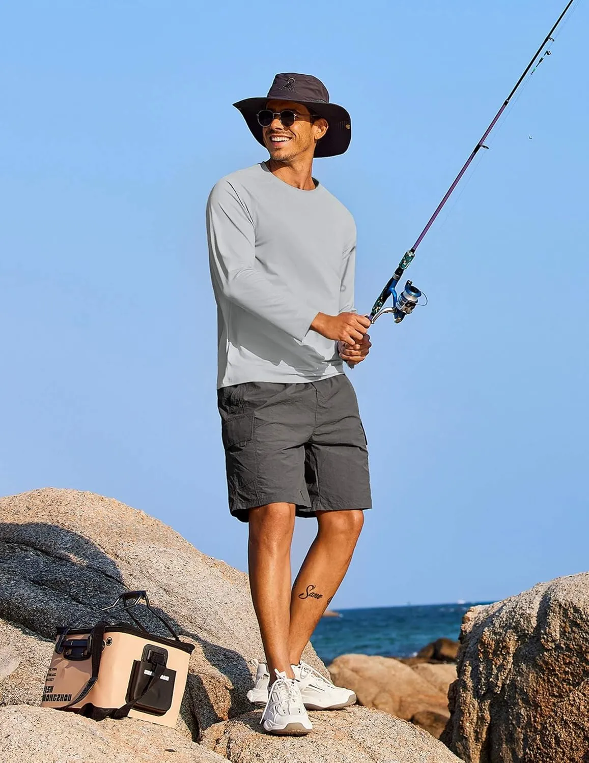 COOFANDY Men's Sun Protection Shirts Long Sleeve Rash Guard Swim T-Shirts Lightweight Quick Dry Fishing Shirts