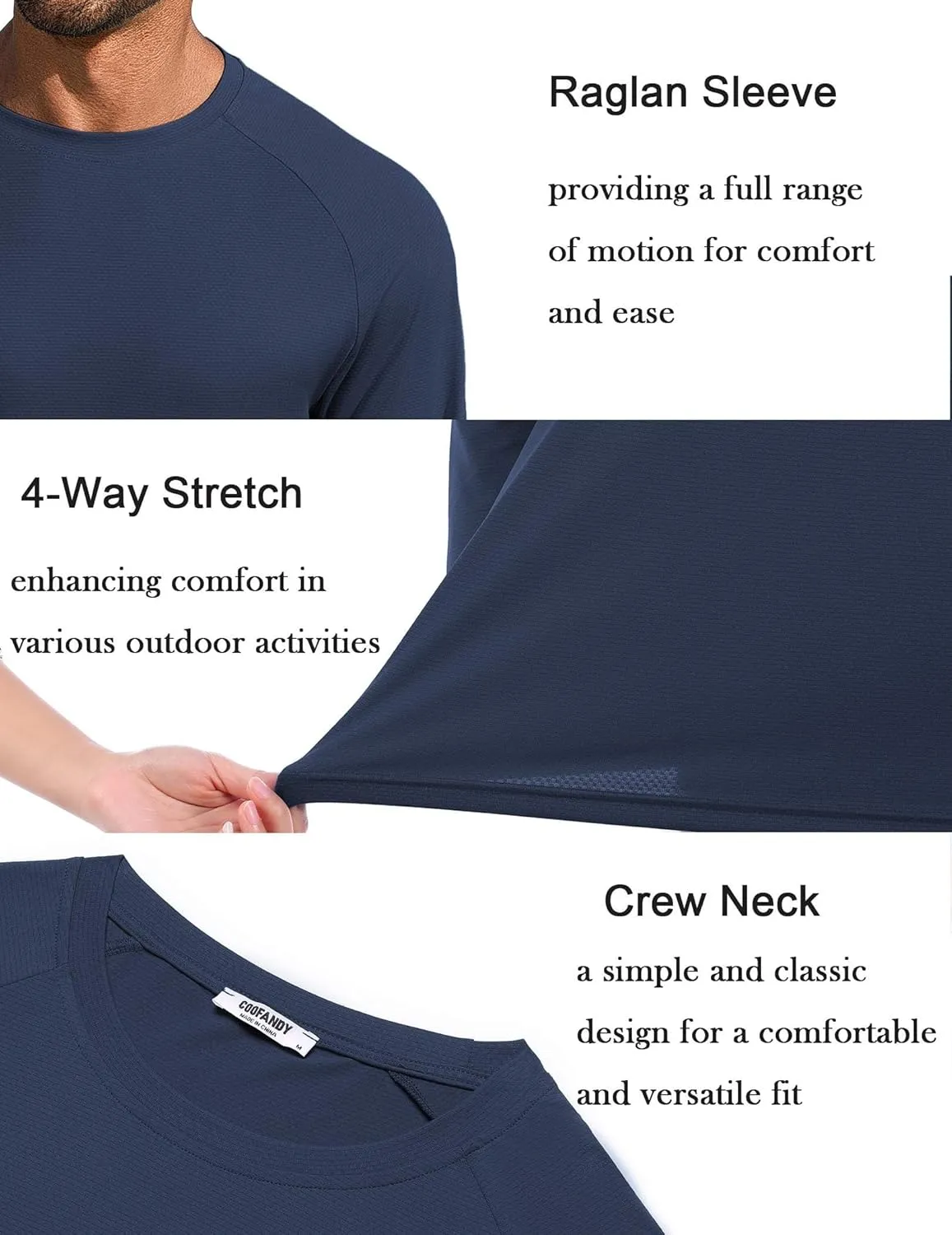 COOFANDY Men's Sun Protection Shirts Long Sleeve Rash Guard Swim T-Shirts Lightweight Quick Dry Fishing Shirts
