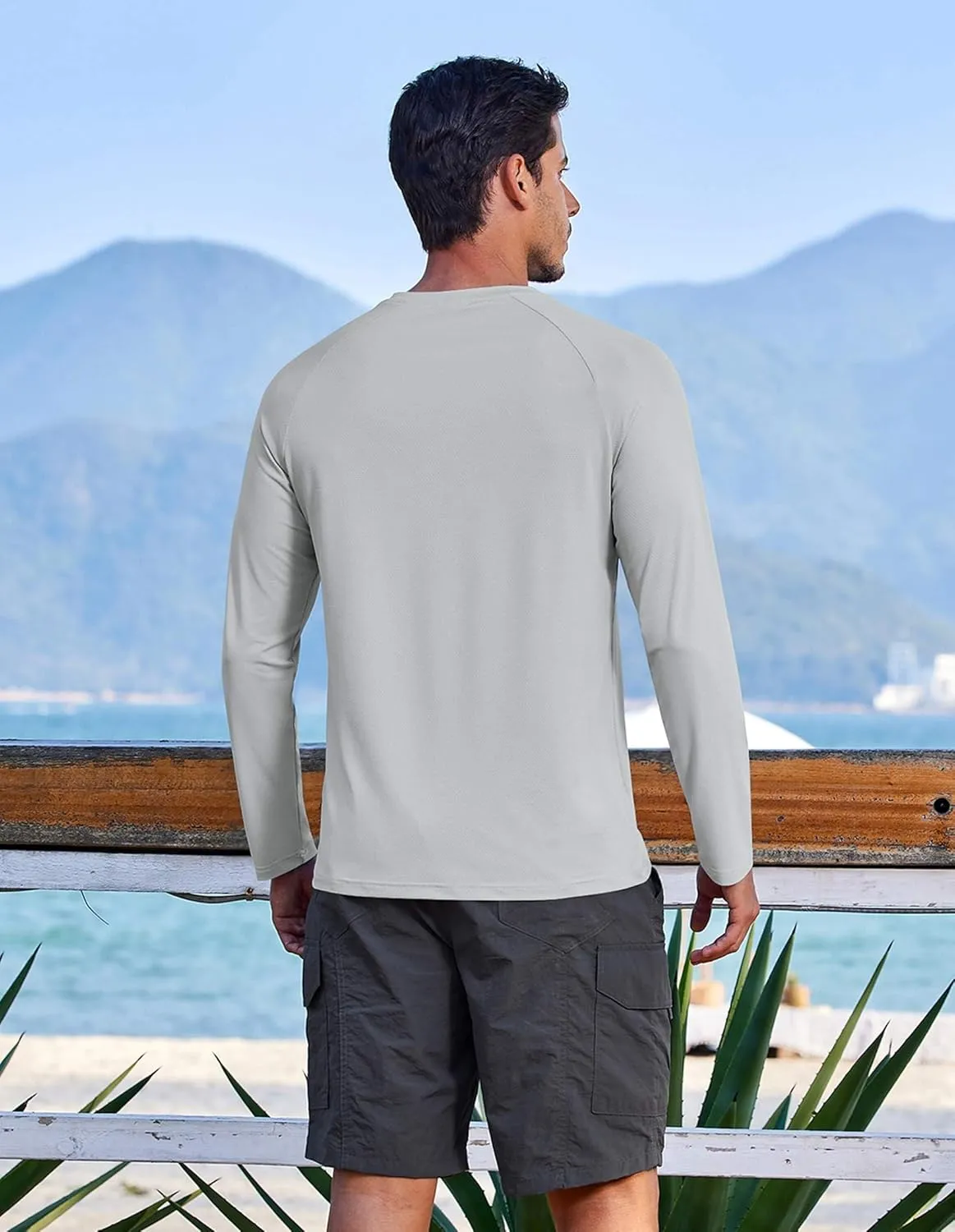 COOFANDY Men's Sun Protection Shirts Long Sleeve Rash Guard Swim T-Shirts Lightweight Quick Dry Fishing Shirts