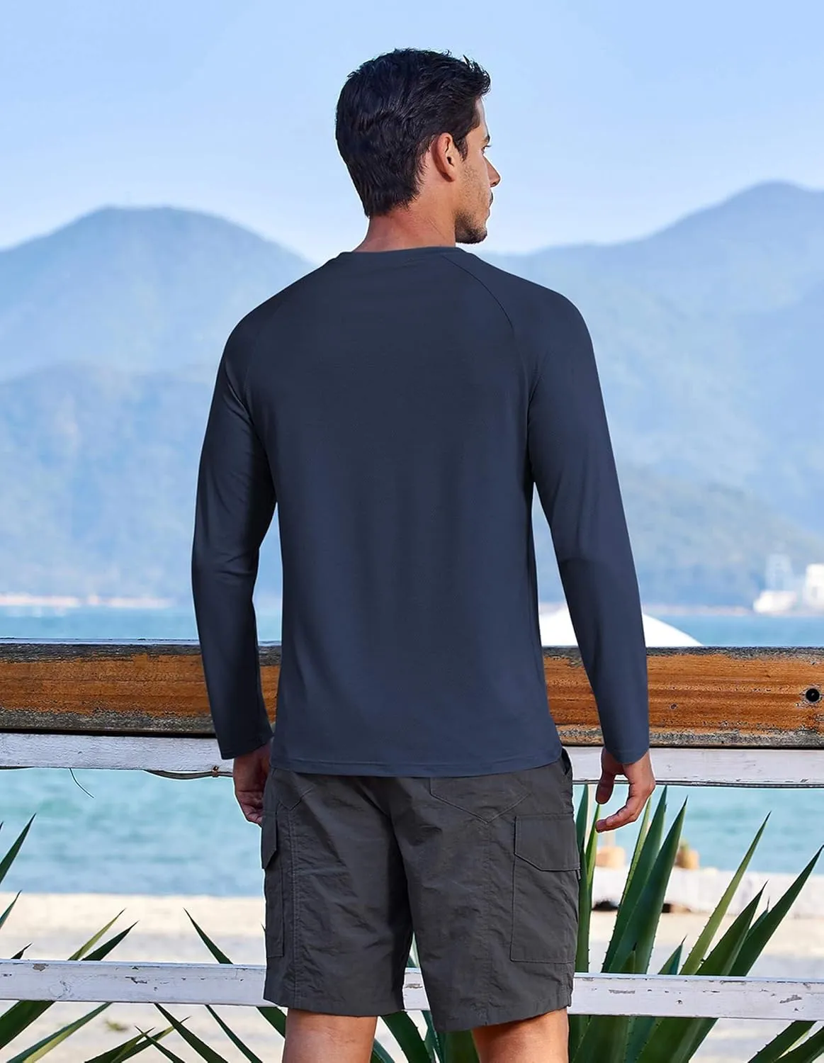 COOFANDY Men's Sun Protection Shirts Long Sleeve Rash Guard Swim T-Shirts Lightweight Quick Dry Fishing Shirts