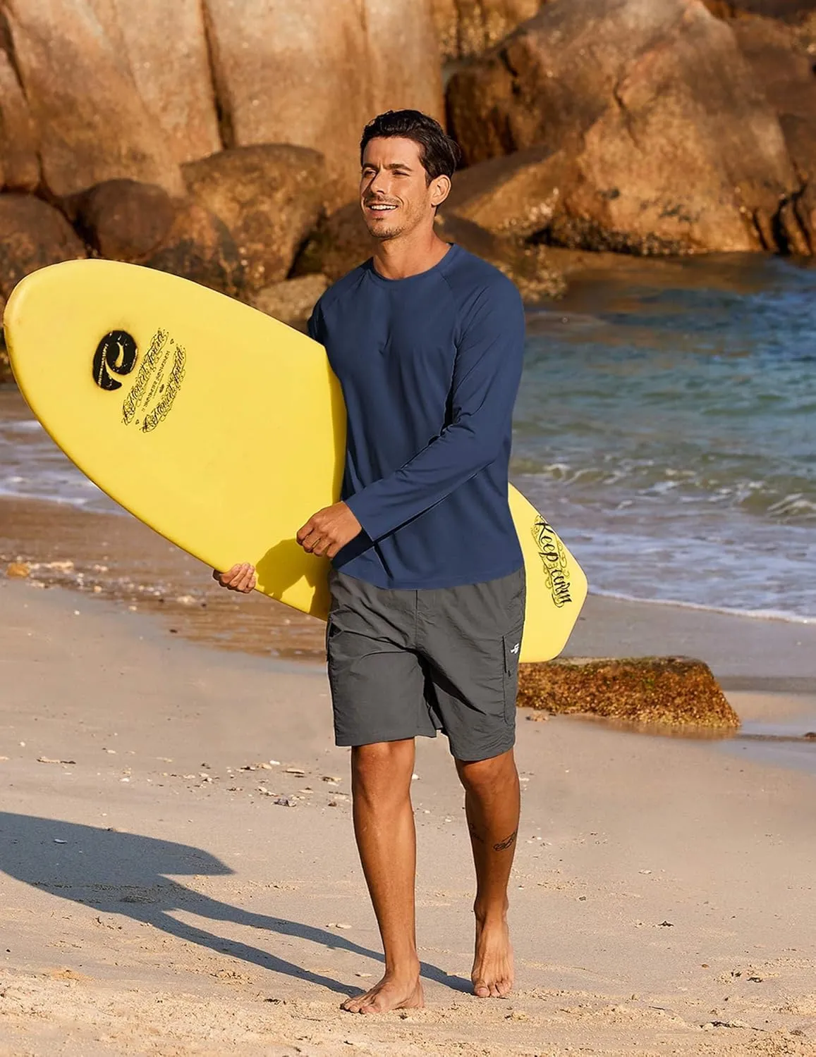COOFANDY Men's Sun Protection Shirts Long Sleeve Rash Guard Swim T-Shirts Lightweight Quick Dry Fishing Shirts