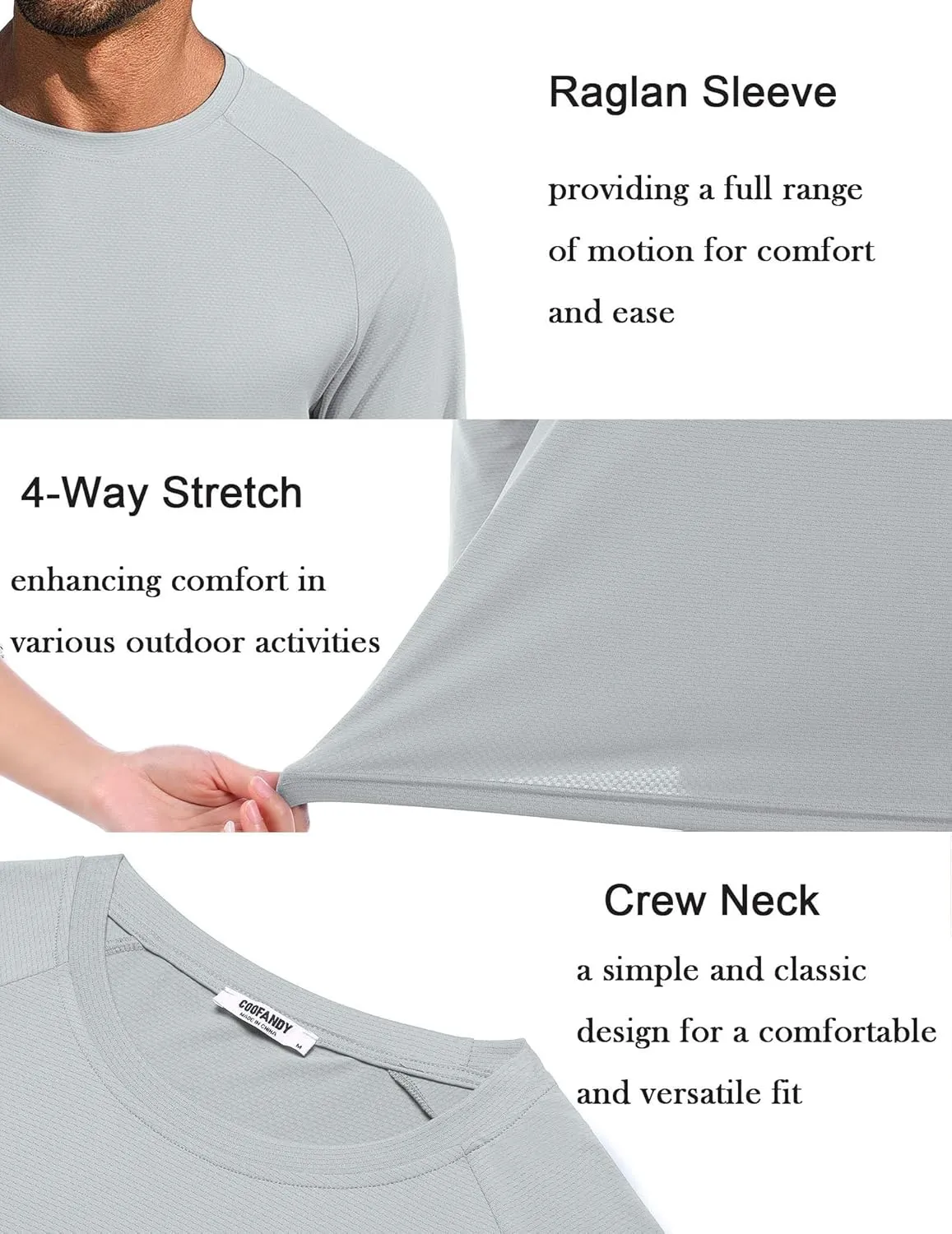 COOFANDY Men's Sun Protection Shirts Long Sleeve Rash Guard Swim T-Shirts Lightweight Quick Dry Fishing Shirts