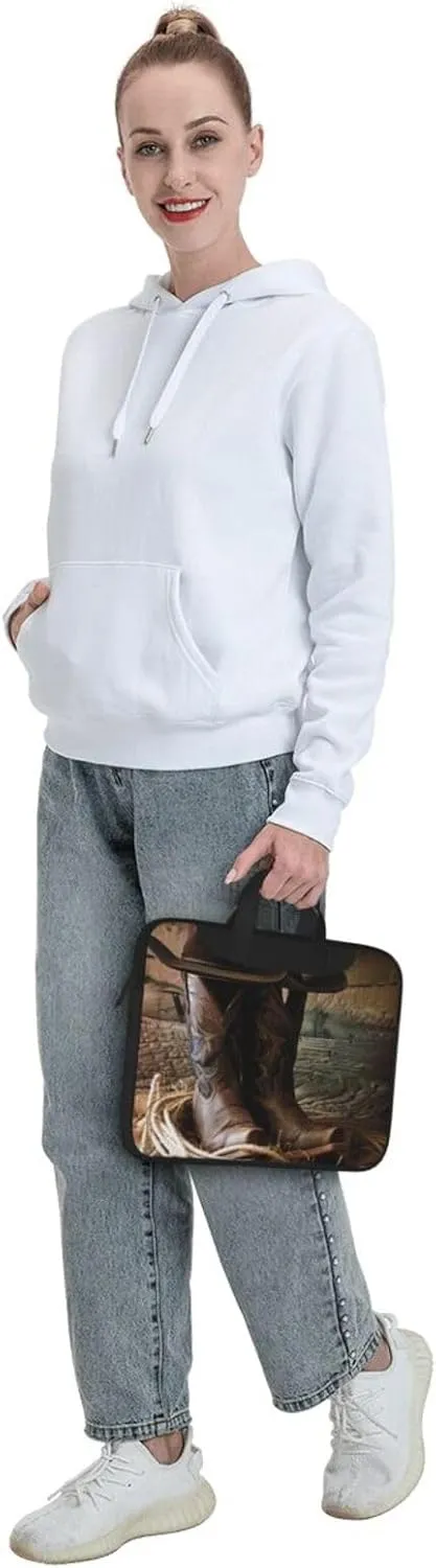 Cowboy Hat Western Boots Printed Laptop Tote Bag Travel Business Computer Bag Work Bag for Men Women