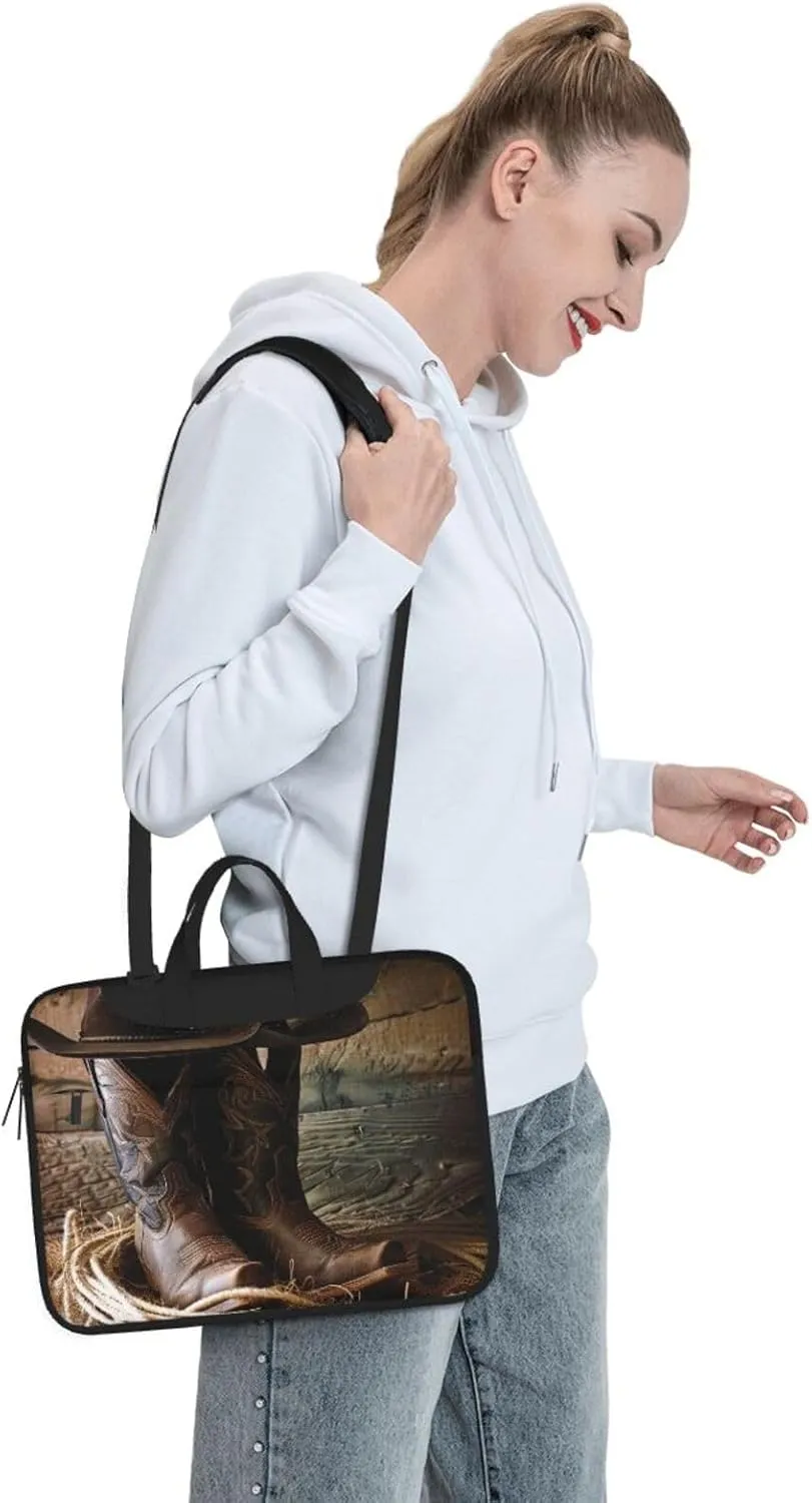 Cowboy Hat Western Boots Printed Laptop Tote Bag Travel Business Computer Bag Work Bag for Men Women