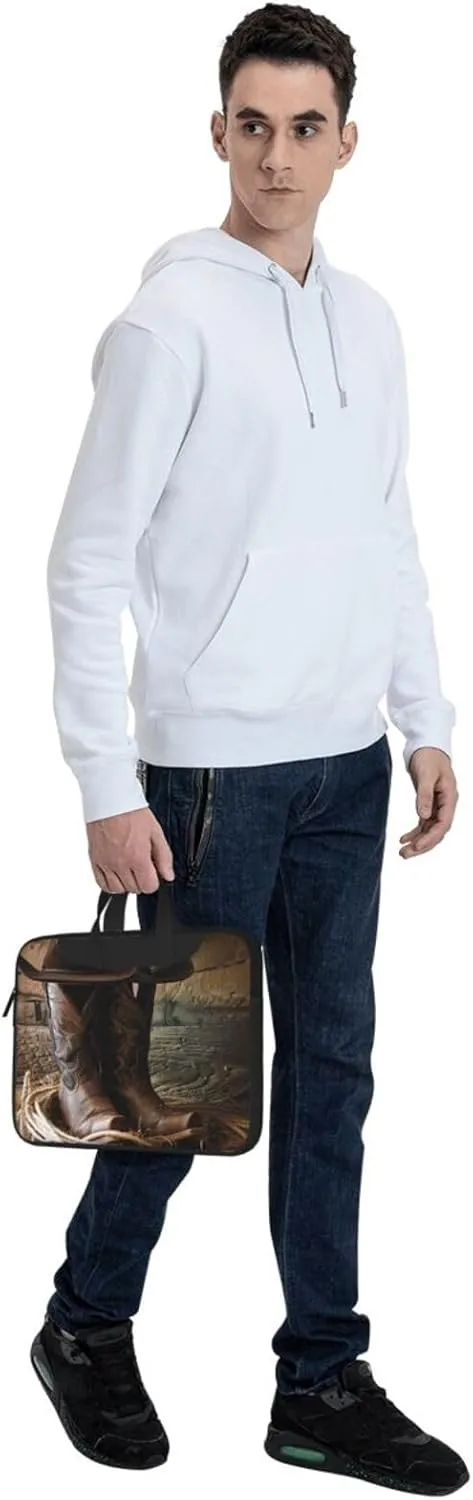 Cowboy Hat Western Boots Printed Laptop Tote Bag Travel Business Computer Bag Work Bag for Men Women