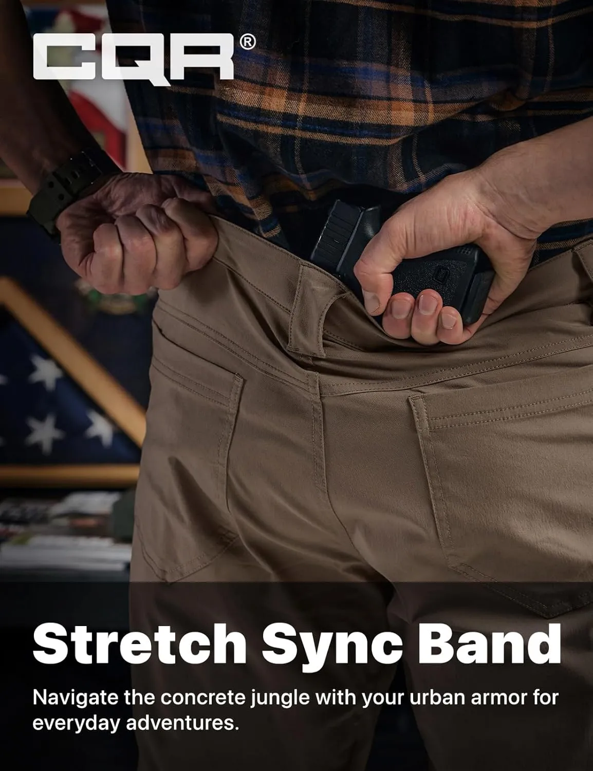 CQR Men's Vent Stretch Pants, Quick Dry Lightweight Casual Cargo Pants, Water Resistant Straight-Fit Utility Work Pants