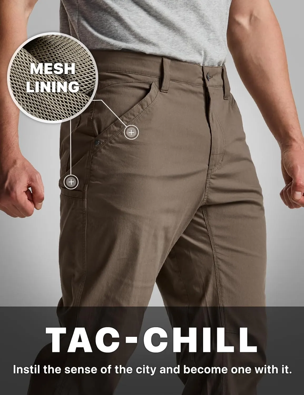 CQR Men's Vent Stretch Pants, Quick Dry Lightweight Casual Cargo Pants, Water Resistant Straight-Fit Utility Work Pants