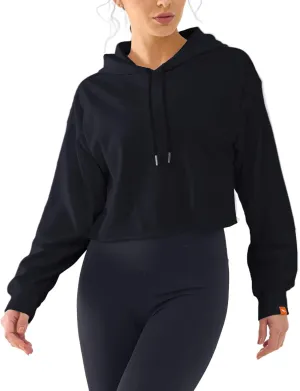 Cropped Hoodie Women Sweatshirt Oversize Long Sleeve Loose Crop Hoodies Ladies Drop Shoulder Pullover Casual Athletic