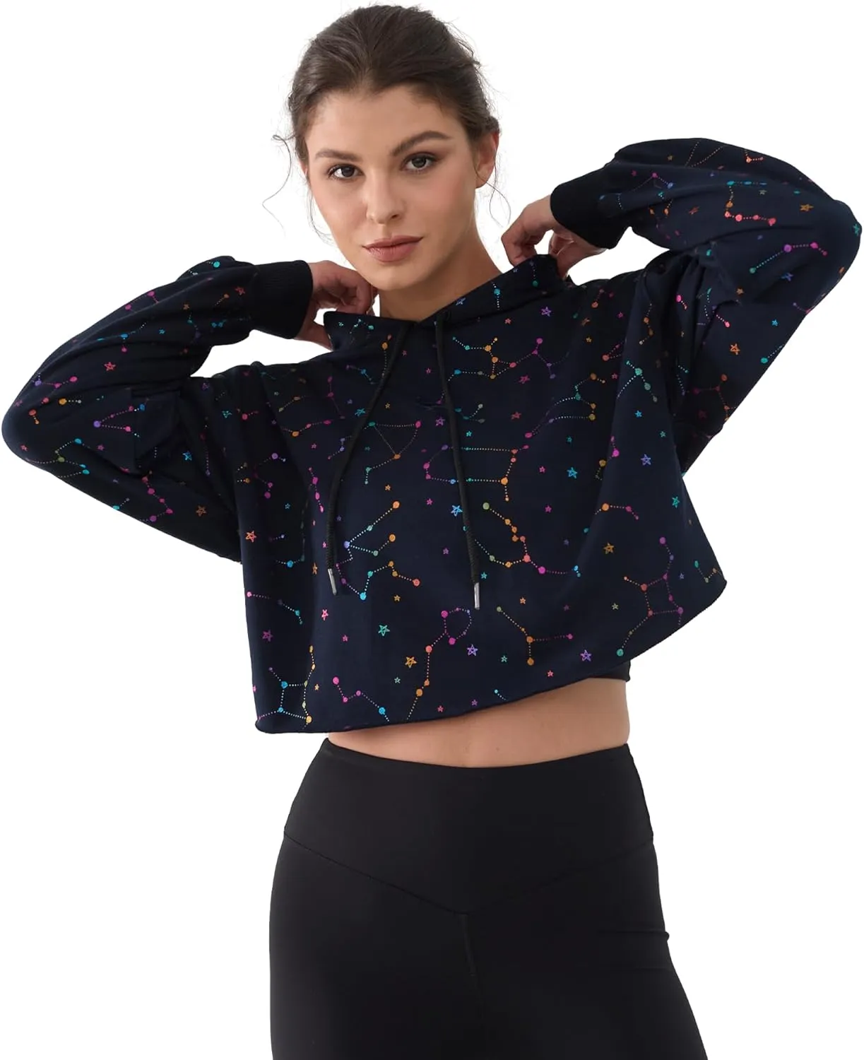 Cropped Hoodie Women Sweatshirt Oversize Long Sleeve Loose Crop Hoodies Ladies Drop Shoulder Pullover Casual Athletic