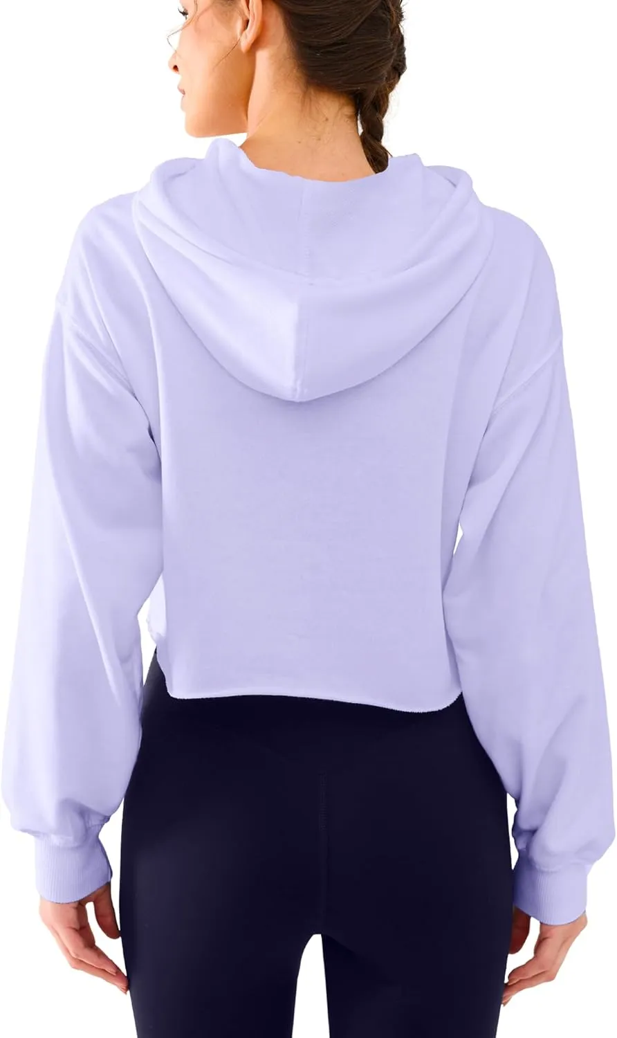 Cropped Hoodie Women Sweatshirt Oversize Long Sleeve Loose Crop Hoodies Ladies Drop Shoulder Pullover Casual Athletic