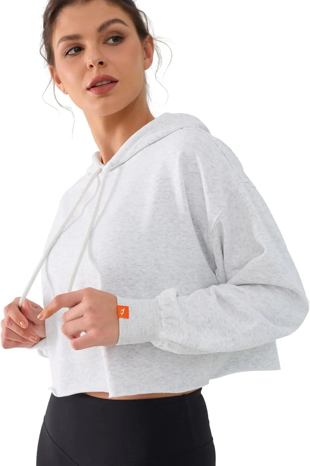 Cropped Hoodie Women Sweatshirt Oversize Long Sleeve Loose Crop Hoodies Ladies Drop Shoulder Pullover Casual Athletic