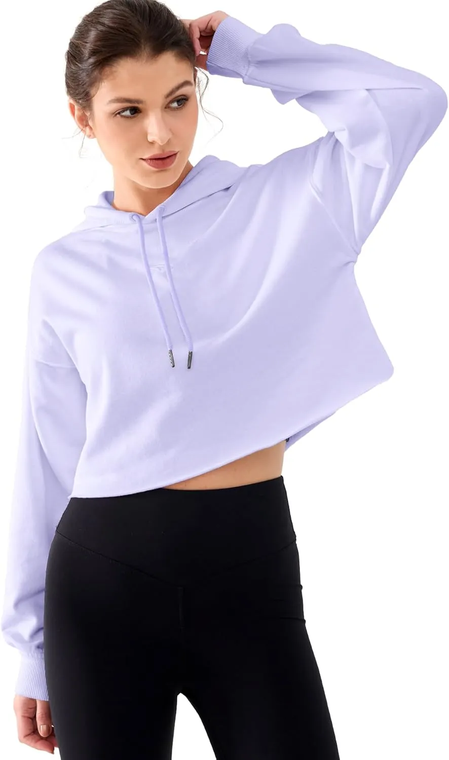 Cropped Hoodie Women Sweatshirt Oversize Long Sleeve Loose Crop Hoodies Ladies Drop Shoulder Pullover Casual Athletic