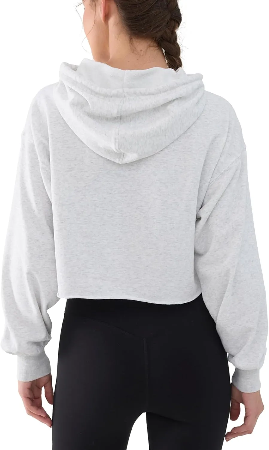 Cropped Hoodie Women Sweatshirt Oversize Long Sleeve Loose Crop Hoodies Ladies Drop Shoulder Pullover Casual Athletic