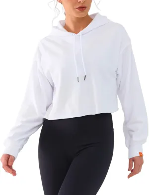 Cropped Hoodie Women Sweatshirt Oversize Long Sleeve Loose Crop Hoodies Ladies Drop Shoulder Pullover Casual Athletic