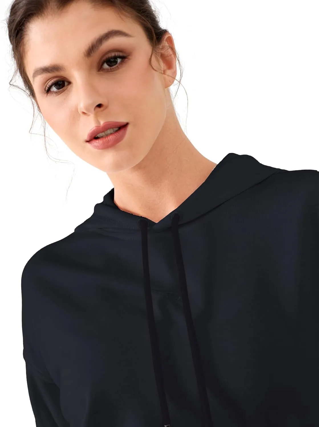 Cropped Hoodie Women Sweatshirt Oversize Long Sleeve Loose Crop Hoodies Ladies Drop Shoulder Pullover Casual Athletic