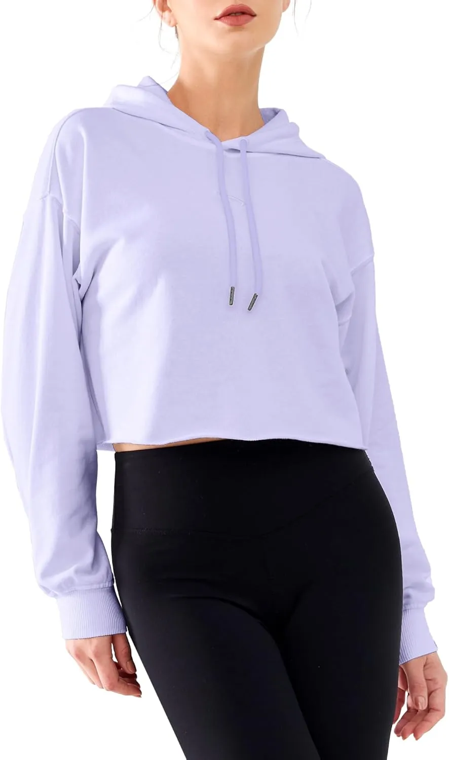Cropped Hoodie Women Sweatshirt Oversize Long Sleeve Loose Crop Hoodies Ladies Drop Shoulder Pullover Casual Athletic
