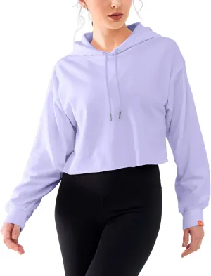 Cropped Hoodie Women Sweatshirt Oversize Long Sleeve Loose Crop Hoodies Ladies Drop Shoulder Pullover Casual Athletic