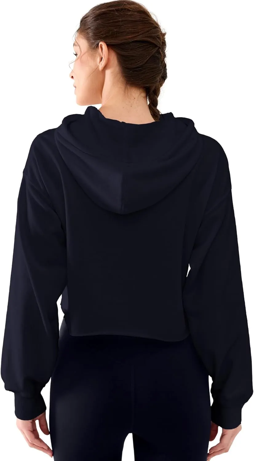 Cropped Hoodie Women Sweatshirt Oversize Long Sleeve Loose Crop Hoodies Ladies Drop Shoulder Pullover Casual Athletic